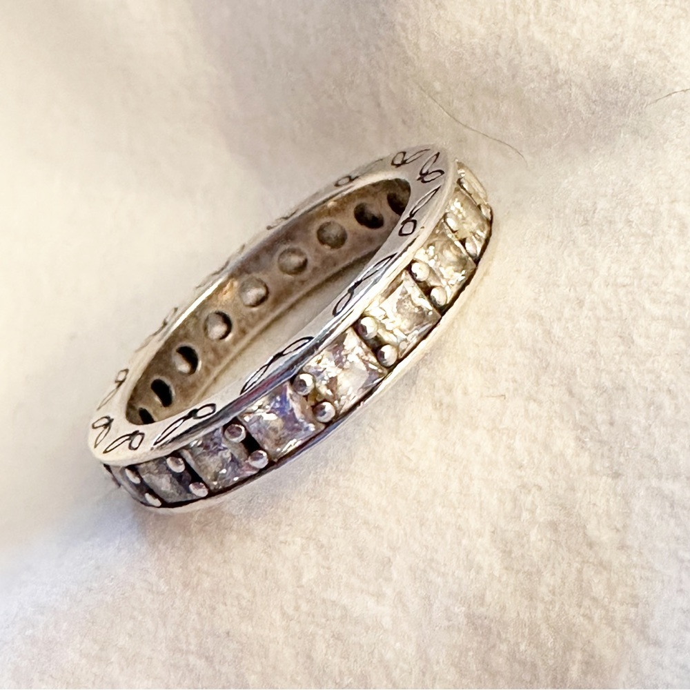 PANDORA Clear Infinity Ring in Sterling Silver Infinity Stackable Ring with CZ